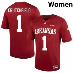 Razorbacks Courtney Crutchfield #1 Cardinal Jersey | Durable Embroidery University Football Women Apparel 11125993