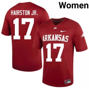 Cardinal DJ Hairston Jr. #17 Razorbacks Jersey | Women NCAA Football Essential Embroidery 50050667