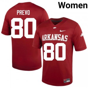 UARK Hogs Dequane Prevo #80 Cardinal Jersey | Fresh Embroidery High School Football Women Apparel 66147263