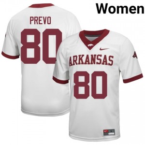 Dequane Prevo #80 UA Razorbacks Jersey | Alumni White Player Football Women Stitch 63887665