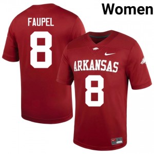 UARK Hogs Donovan Faupel #8 Cardinal Jersey | Exclusive Embroidery College Football Women Apparel 38044041