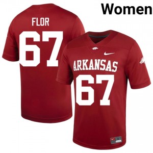 Cardinal Emmanuel Flor #67 Razorbacks Jersey | Women College Football Pro-Grade Embroidery 29270807
