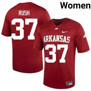 UARK Hogs Gavin Rush #37 Cardinal Jersey | Premium Embroidery NCAA Football Women Apparel 36672635