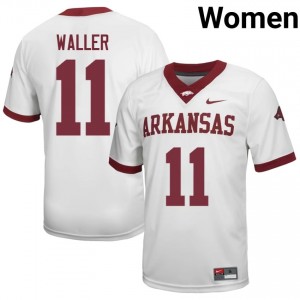 #11 Jamonta Waller Arkansas Razorbacks White Jersey | Authentic Stitch Women Player Football Gear 42385999