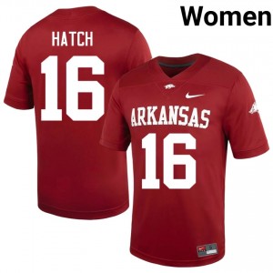 Razorbacks Jathan Hatch #16 Cardinal Jersey | Exclusive Embroidery College Football Women Apparel 67706394