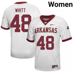 Joseph Whitt #48 UA Razorbacks Jersey | Moisture Wicking White High School Football Women Stitch 25664350