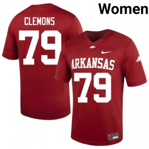 Cardinal Josiah Clemons #79 Razorbacks Jersey | Women Player Football Classic Embroidery 76877473