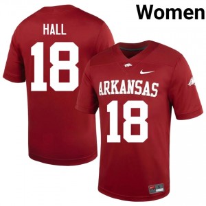 UARK Hogs Jude Hall #18 Cardinal Jersey | Elite Embroidery Player Football Women Apparel 38261125