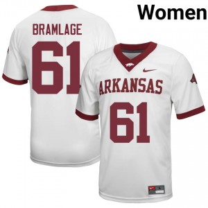 Kaden Bramlage #61 UA Razorbacks Jersey | Elite Thread White University Football Women Stitch 58610747