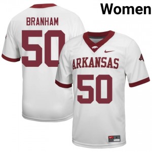 Kobe Branham #50 Arkansas Razorbacks Jersey | Gameday White College Football Women Stitch 30064842