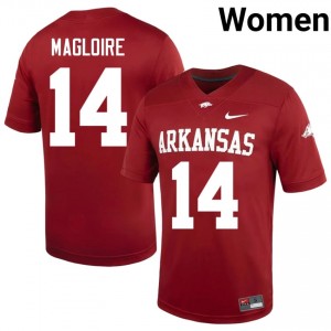 Razorbacks Kyeaure Magloire #14 Cardinal Jersey | Premium Embroidery NCAA Football Women Apparel 72078069