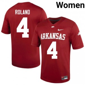 UARK Hogs La'khi Roland #4 Cardinal Jersey | Premium Embroidery NCAA Football Women Apparel 28346450