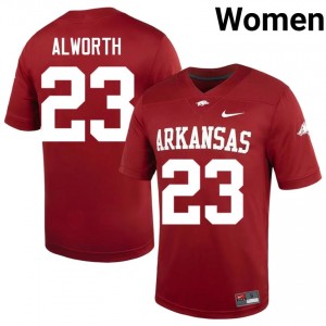 UARK Hogs Lance Alworth #23 Cardinal Jersey | Durable Embroidery University Football Women Apparel 51405921