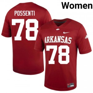 Razorbacks Lucas Possenti #78 Cardinal Jersey | Premium Embroidery NCAA Football Women Apparel 97918846