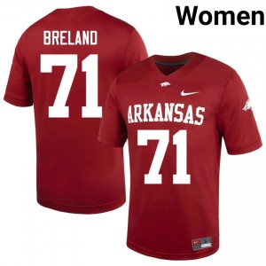 Cardinal Malachi Breland #71 Razorbacks Jersey | Women High School Football Limited Embroidery 79203177