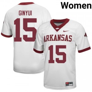 Nsongbeh Ginyui #15 UA Razorbacks Jersey | Alumni White Player Football Women Stitch 57180332