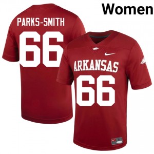 Razorbacks Payton Parks-Smith #66 Cardinal Jersey | Durable Embroidery University Football Women Apparel 69608096