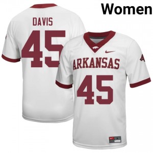 #45 Preston Davis Arkansas White Jersey | Iconic Stitch Women College Football Gear 42584425
