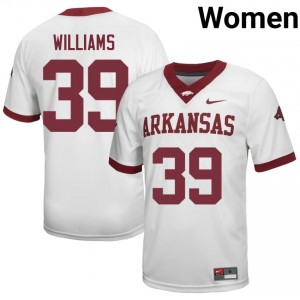 Sean Williams #39 Arkansas Razorbacks Jersey | Alumni White Player Football Women Stitch 71586414