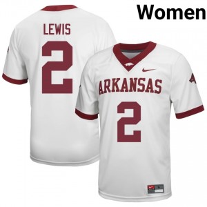 Shelton Lewis #2 Arkansas Razorbacks Jersey | Moisture Wicking White High School Football Women Stitch 80052636