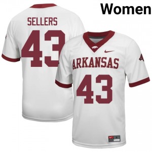 Trent Sellers #43 UA Razorbacks Jersey | Elite Thread White University Football Women Stitch 94683037