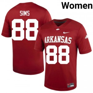 Cardinal Xadavien Sims #88 Razorbacks Jersey | Women NCAA Football Essential Embroidery 11211784