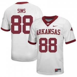 Xadavien Sims #88 UA Razorbacks Jersey | Moisture Wicking White High School Football Men Embroidery 25061935