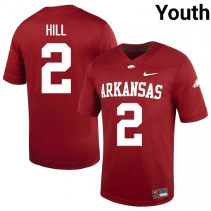 UARK Hogs AJ Hill #2 Cardinal Jersey | Exclusive Swen College Football Youth Apparel 66347146