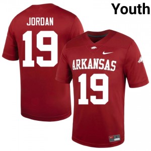 Razorbacks Antonio Jordan #19 Cardinal Jersey | Exclusive Swen College Football Youth Apparel 37526875