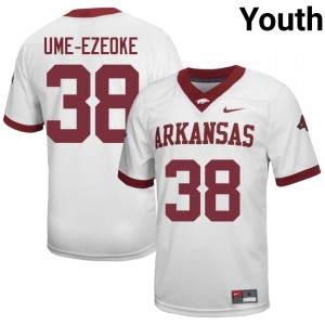 Bradley Ume-Ezeoke #38 UA Razorbacks Jersey | Moisture Wicking White High School Football Youth Stitched 85332478
