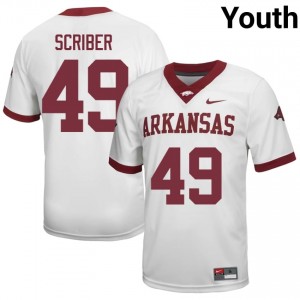 Braxton Scriber #49 UA Razorbacks Jersey | Genuine White NCAA Football Youth Stitched 25640848