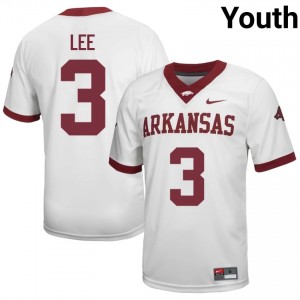 Braydon Lee #3 Arkansas Razorbacks Jersey | Genuine White NCAA Football Youth Stitched 43380559