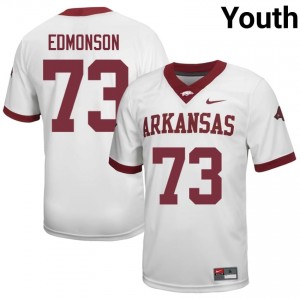 Brooks Edmonson #73 UA Razorbacks Jersey | Moisture Wicking White High School Football Youth Stitched 67082340