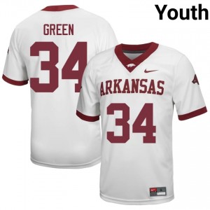 #34 Brylan Green Arkansas Razorbacks White Jersey | Licensed Stitched Youth High School Football Gear 92025208