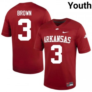 Razorbacks CJ Brown #3 Cardinal Jersey | Elite Swen Player Football Youth Apparel 59537640