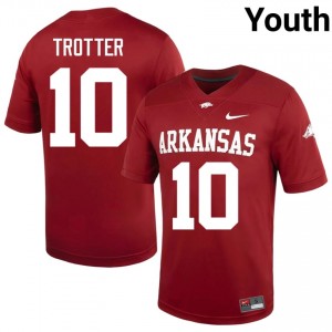 UARK Hogs Cade Trotter #10 Cardinal Jersey | Fresh Swen High School Football Youth Apparel 79911121