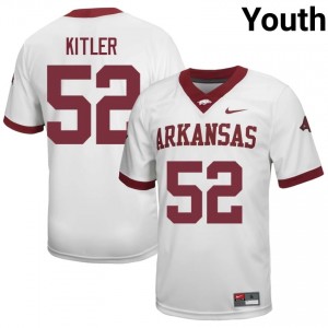 Caden Kitler #52 Arkansas Razorbacks Jersey | Moisture Wicking White High School Football Youth Stitched 92309965
