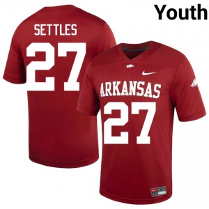 UARK Hogs Cam Settles #27 Cardinal Jersey | Premium Swen NCAA Football Youth Apparel 26281086