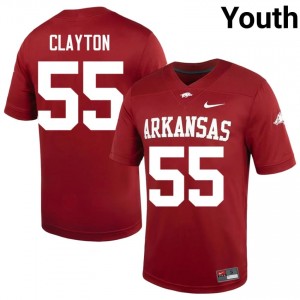 UARK Hogs Carey Clayton #55 Cardinal Jersey | Durable Swen University Football Youth Apparel 55477721