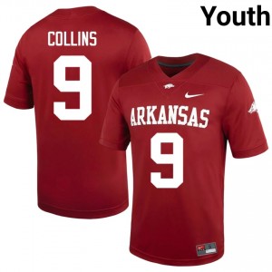 Razorbacks Charlie Collins #9 Cardinal Jersey | Premium Swen NCAA Football Youth Apparel 71489485