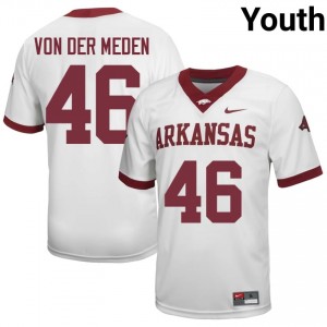 #46 Charlie Von Der Meden Arkansas White Jersey | Licensed Stitched Youth High School Football Gear 24117910