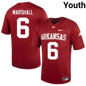 Razorbacks Chris Marshall #6 Cardinal Jersey | Premium Swen NCAA Football Youth Apparel 68694028