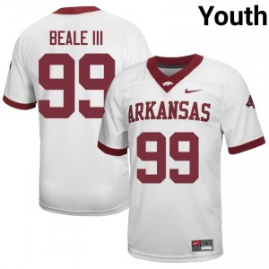 #99 Danny Beale III Arkansas White Jersey | Iconic Stitched Youth College Football Gear 33297553