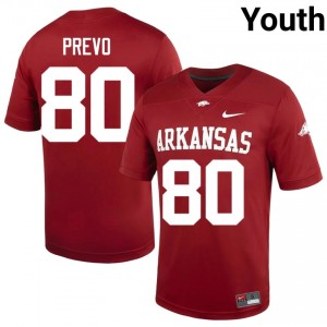 Cardinal Dequane Prevo #80 Razorbacks Jersey | Youth College Football Pro-Grade Swen 72991782
