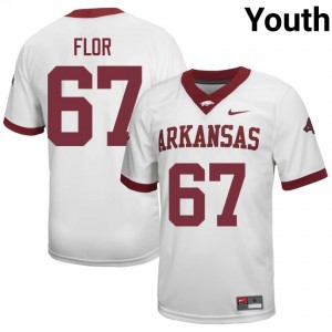 Emmanuel Flor #67 Arkansas Razorbacks Jersey | Genuine White NCAA Football Youth Stitched 42931866