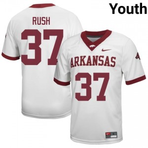 #37 Gavin Rush Arkansas Razorbacks White Jersey | Authentic Stitched Youth Player Football Gear 82267476