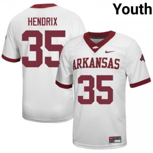 #35 Hutson Hendrix Arkansas White Jersey | Iconic Stitched Youth College Football Gear 79248787