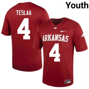 Razorbacks Isaac TeSlaa #4 Cardinal Jersey | Elite Swen Player Football Youth Apparel 56189088