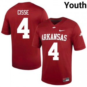 Cardinal Ismael Cisse #4 Razorbacks Jersey | Youth High School Football Limited Swen 63022063