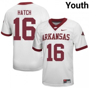 #16 Jathan Hatch Arkansas White Jersey | Pro Cut Stitched Youth NCAA Football Gear 13766826